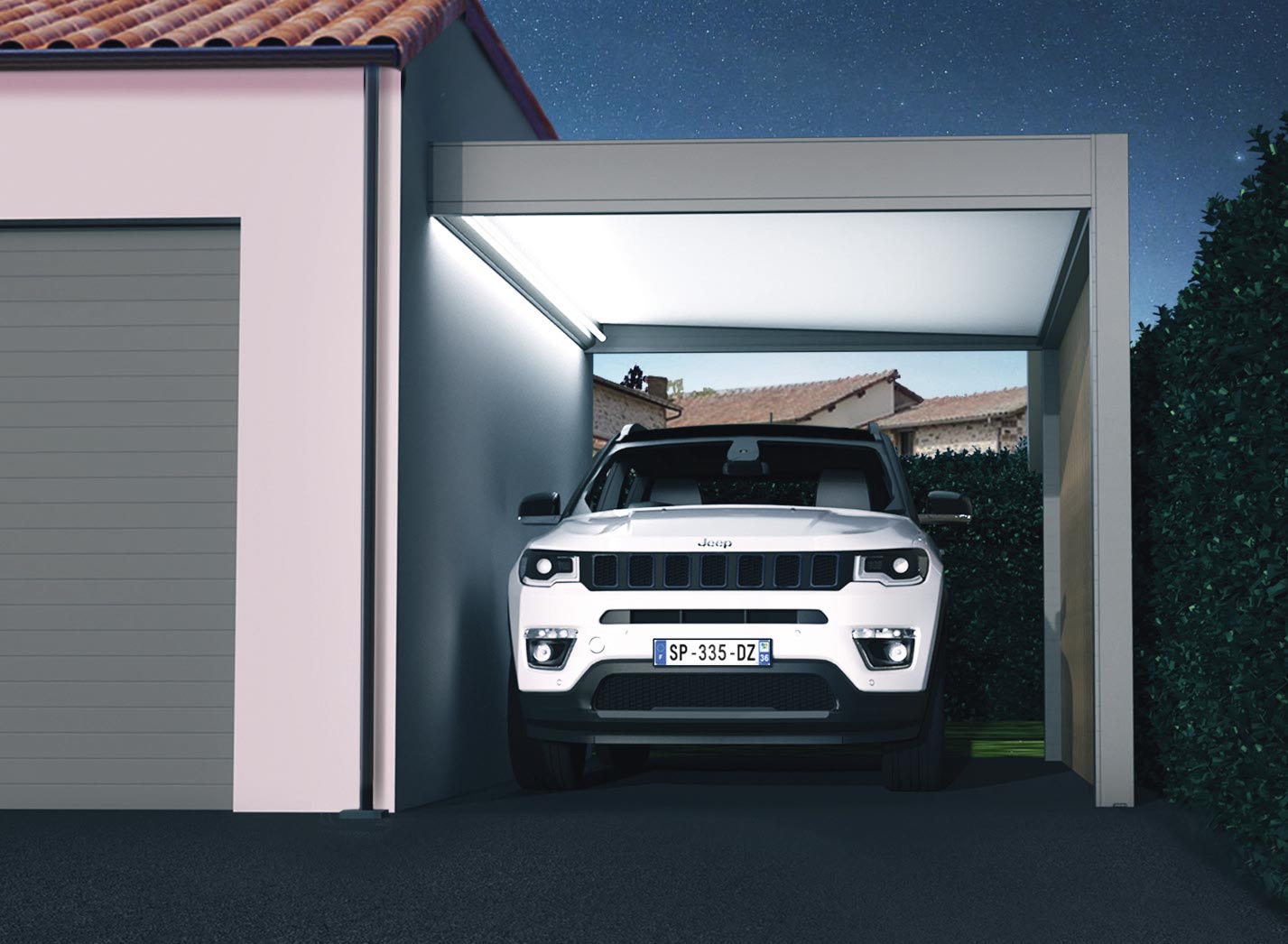 Carport Amexso éclairage bande led